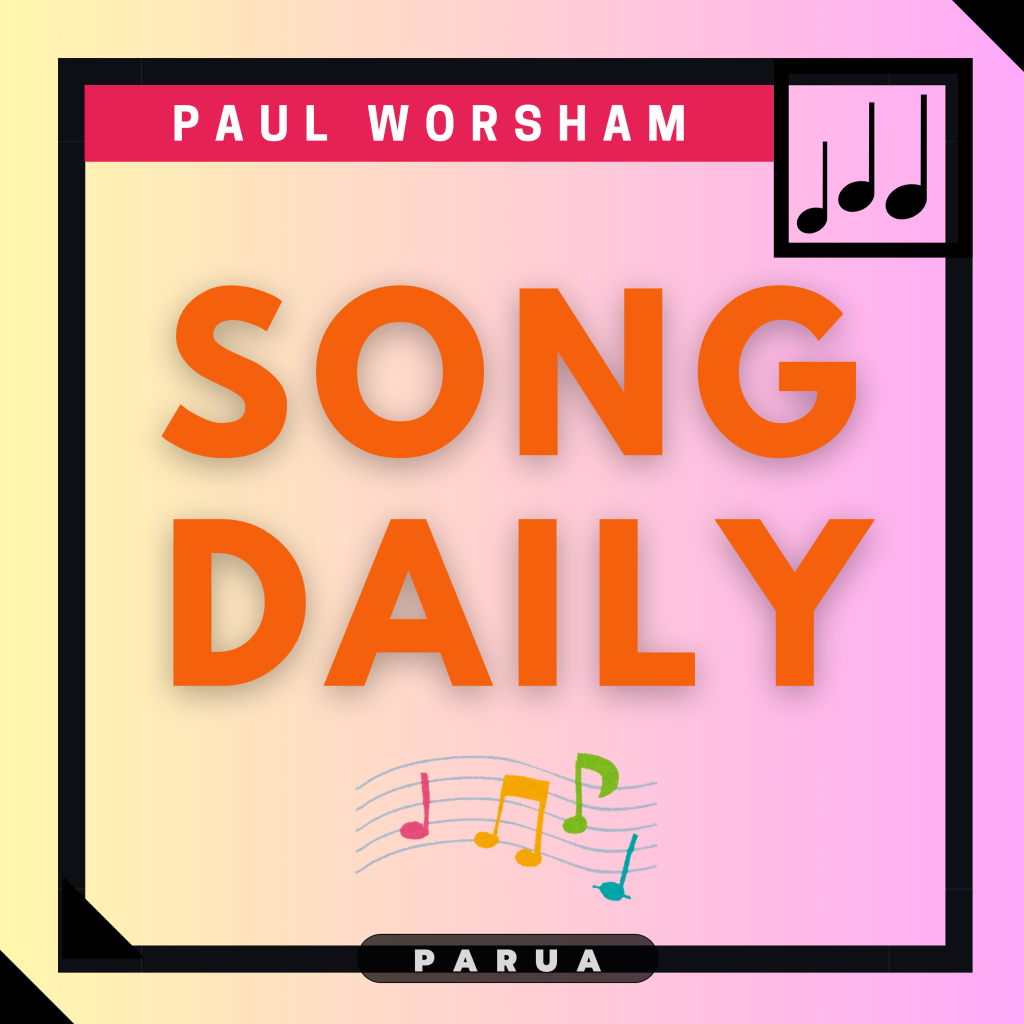 Song Daily Podcast cover art with musical notes and credit to Paul Worsham and Parua