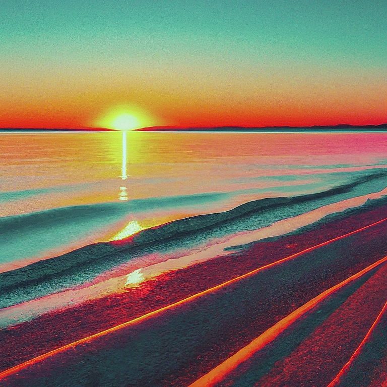 Sunset on a colorful beach