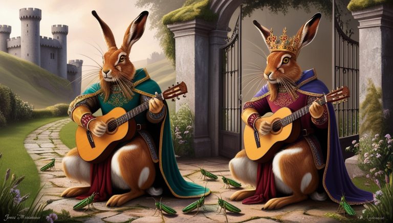 Garden Gate Hares - Rabbits - Playing Guitar to Crickets